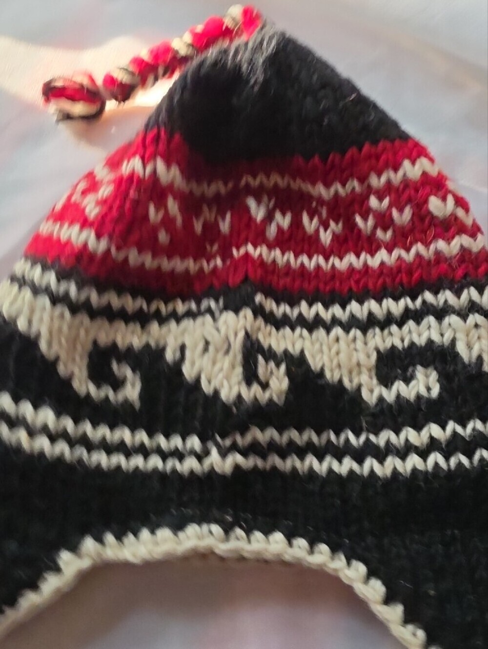 Handmade Nepal 100% Wool Fleece-Lined Earflap Hat Chullo Beanie Braided Tassels - Picture 3 of 9